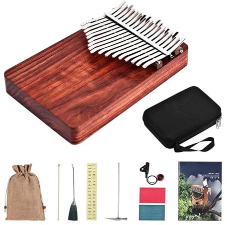 Kalimba Tragbares Daumenklavier Mit 17 Tasten, Kalimba Matetial Mit Tasche, Musikbuch-Aufkleber, Stimmhammer-Tonabnehmer