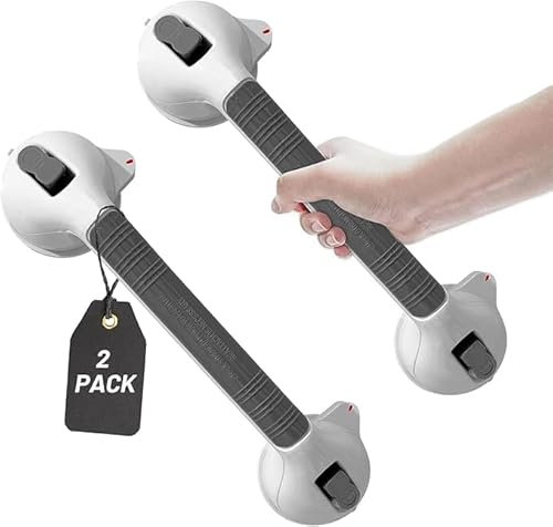 Joey&Viggy Heavy Duty Suction Grab Rail for Bathroom, Grab Handle, Grab Bar, Shower Grab Rails for Elderly, Bath Handles, Hand Rails for Elderly, Suction Shower Handle (Double Grab Bar)