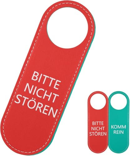 HENGBIRD 2 Stück Bitte Nicht Stören und Komm Rein Schild, Türschild Bitte Nicht Stören, Do Not Disturb Nicht Stören Schild Büro, Nicht Stören Türschild aus Leder für Zimmer