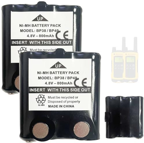 Aousavo (2 pcs) BP38 BP40 ersatz akku Kompatibel mit Moto PMR Funkgeräte Walkie Talkie Radio XT180 Talkabout T80 Extreme T81 Hunter T61 T60 T9 T8 T6 T5 T4 T3 XTB446 XTK446 XTR446 IXNN4002A Batterie