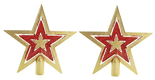 MAGICLULU 2sets Christmas Tree Topper Star Silver Christmas Tree Decor Led Light up Topper 2pcs*2