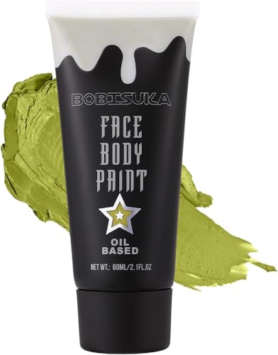 BOBISUKA Halloween Peinture Visage Vert, Peinture Corporelle à l'huile pour Théâtre, Fêtes, Evénements Scolaires, Carnavals, Clowns, Squelettes, Zombies