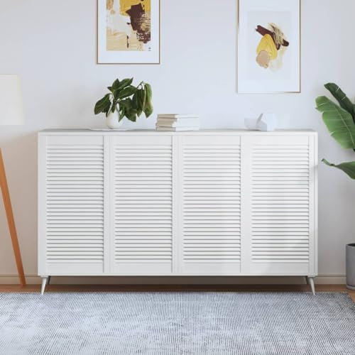 Fasba Schranktür, Holztür Lamellen-Design, Lamellentür für Kleiderschrank Möbelfronten, Möbeltür offene Lamellen Lamellen-Design 4 STK Weiß 99,3x49,4 cm Massivholz