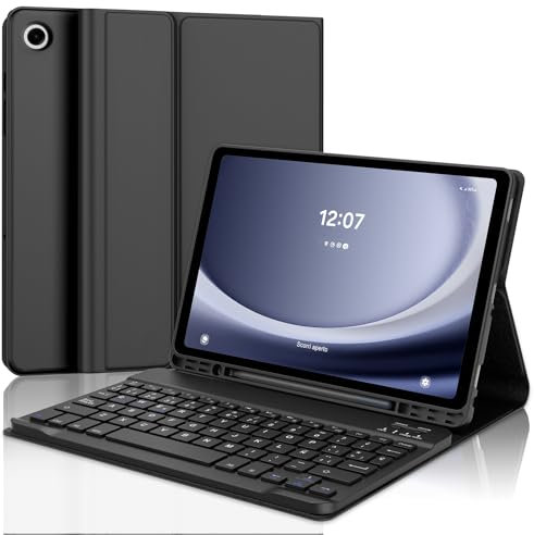 Teclado para Samsung Galaxy Tab A9+ 11 Pulgadas 2023, Funda Cover para Samsung Galaxy Tab A9 Plus (SM-X210/X216/X218), Teclado Español Ñ Desmontable Bluetooth y Funda de Diseño Minimalista 360°, Negro