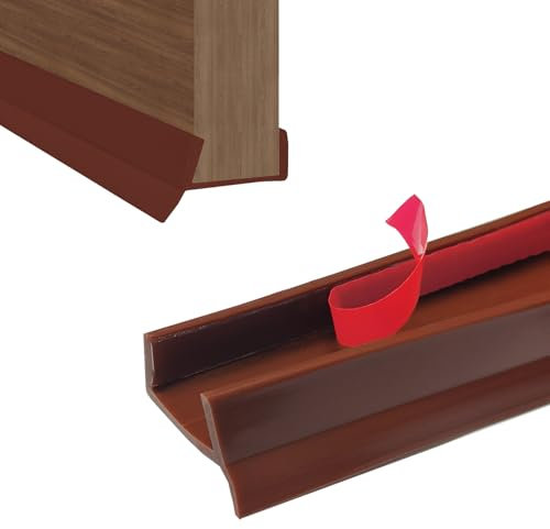 Hengrongshen Joints d'étanchéité Autocollant pour Plinthe | pour 15/16/17/18 mm d'épaisseur de Plinthe Bois | avec Lèvre d'étanchéité | Profilé d'étanchéité pour Plinthes de Cuisine | Marron - 2M