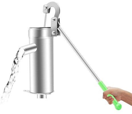MEELRYD Pompa manuale per fontana, pompa a mano in acciaio inox, pompa per pozzi profondi, pompa per fontana girevole a 360°, pompa da giardino per giardini, parchi, stagni