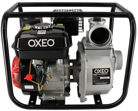 Pompe à eau thermique moteur 5,5CV 4 tps - Débit 1000 Litres par minute - Raccord 3 Pouces - Motopompe jardin - Ht aspiration 8m