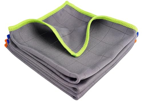 3 Bayeta Microfibra de Carbono,Trapo Magico Cristales,Bayetas para Cristale | Balletas Profesional Cristal, Paños de Limpieza Magico 400GSM para Platos, Ventanas, Espejos, Coches,30x30cm