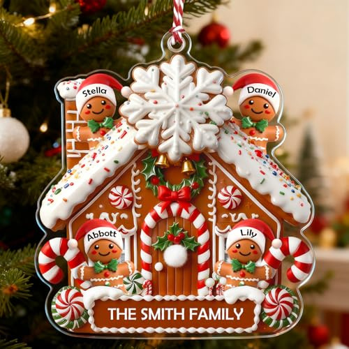XRLSG Personalisierter Weihnachtsanhänger – Individueller Familien-Christbaumschmuck aus Acryl für 2-10 Mitglieder, Wohndeko