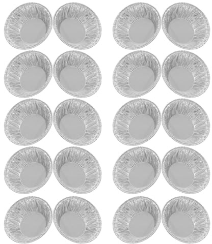 VILLCASE 200Pcs Small Foil Trays Egg Tart Baking Molds Cupcake Cups High Temperature Resistant Tin Foil Trays for Cheesecakes Desserts Muffins and Individual Baked Goods