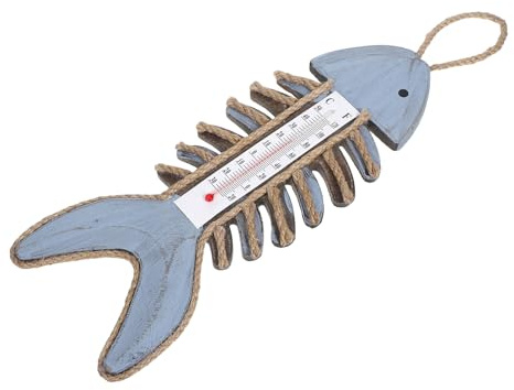 HOODANCOS Hängendes Vintage Thermometer Fischgrät Design Präzise Innen und Außentemperaturanzeige Wanddekoration für Terrasse Garten und Wohnzimmer