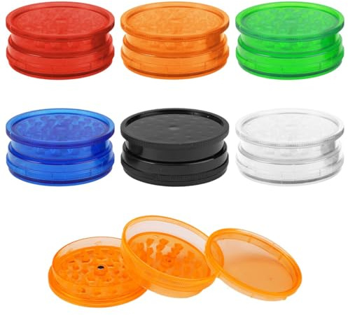 6 Pieces Plastic Herb Premium Grinder Portable, 60mm Spice Grinder | 60mm Spice Grinder with Magnetic Lid, Grinder Featuring Shark Tooth Shredding