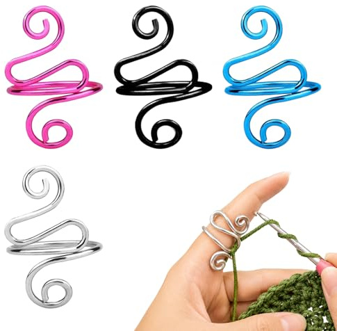 QIHAWN 4Pcs Adjustable Crochet Tension Rings Metal Yarn Guide for Knitting | 4pcs adjustable crochet tension rings, polished metal, open fit, steady yarn tension for neater knitting crochet stitches