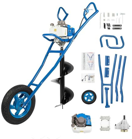 EGBNSY Ahoyadora Gasolina, Ahoyadora, Barrena para Tierra, Barrena De 30cm Incluida, Motor 2T De 63CC Y 2,2kW, Diseño Ergonómico de Ahoyador, Taladro Inalámbrico para Jardines, Huertos O Construcción