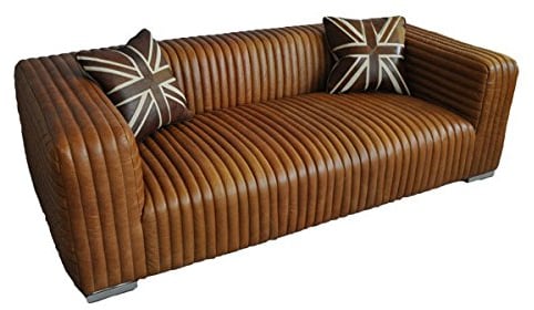 Designsofa Lamberton Hellbraun 2,5-Sitzer Vintage Leder Echtleder Sofa Couch