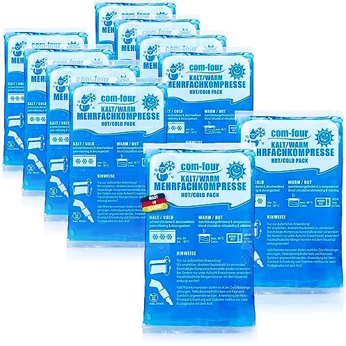 COM-FOUR® 10x petites compresses multiples - compresses froides et chaudes - 16 x 9 cm - convient aux micro-ondes - Made in Germany (10 pièces - petites)