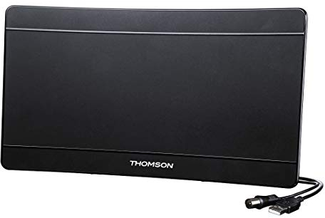 Thomson Curved Zimmerantenne (DVB-T/DVB-T2, DAB/DAB+, für TV/Radio, digital, 4K Ultra HD, aktiv, Performance 45) Antenne „ANT1518BK-UHD“