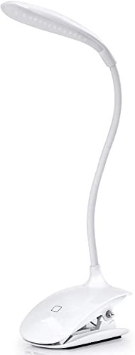 Lampe de Lecture Led Pour Livre - Lampe de Bureau à Pince Rechargeable avec Câble USB, 3 Niveaux de Luminosité au Choix - Blanc