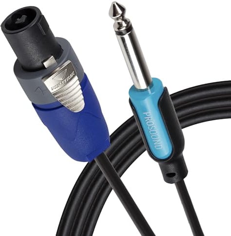 ProSound Neutrik Speakon NL2FX connector to 1/4 6.35mm 2 Pole Jack Plug Cable, 10m