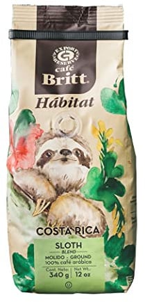 Café Britt | Caffè Gourmet di Costa Rica | Miscela Hábitat | 100% Caffè Arábica | Certificato Kosher, Senza Glutine | Macinato | Sachetto 340 g