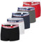 Umbro Boxer Homme 100% Coton, Calecon Homme, Respirant, Maille Aérée (Lot de 5), Noir, Rouge, Blanc, Bleu, Taille XL