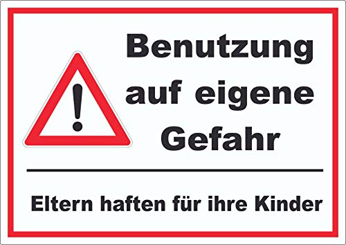 Benutzung auf eigene Gefahr Aufkleber A4 (210x297mm)