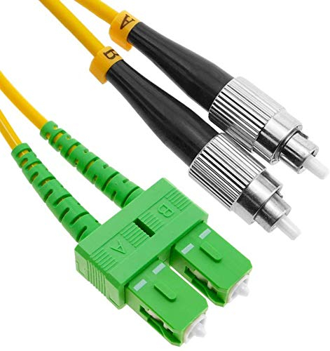 Elfcam® - LWL Glasfaser-Kabel FC/PC auf SC/APC Stecker, Duplex Singlemode 9/125μm OS2 Patchkabel, Lichtwellenleiter LSZH, 5M