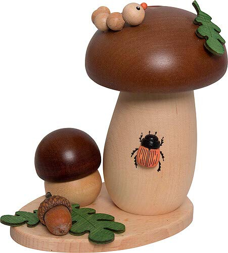 Kuhnert Drechslerei Rauchfigur, Räucherfigur - Rauchpilz - ca. 14 cm - Made in Germany (Marone)