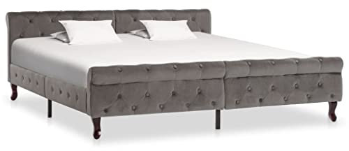 vidaXL Polsterbett Bett Doppelbett Bettgestell Bettrahmen Lattenrost Schlafzimmerbett Ehebett Schlafzimmermöbel Grau Samt 180x200cm