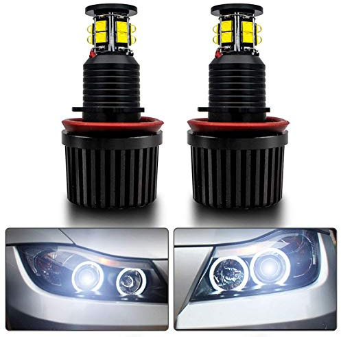 Angel Eyes Halo Ring Bombillas, LED Día Tiempo Iluminación Libre de Errores para E39 E87 E60 E63 E65 E66 E53 Xenon Blanco-120WE90
