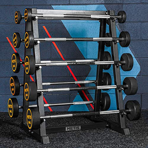 METIS Langhantel Ständer | 400kg Hantel Ständer für Langhantel Sets | Hantel Ablageständer | Fitness Rack & 5X Langhanteln [10kg-30kg] | Langhantel Rack (Hantelständer + Hanteln)