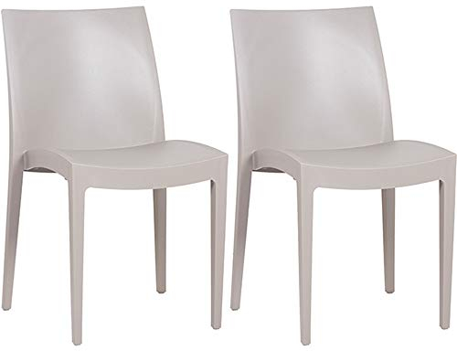 pemora 2er Set Kunststoffstuhl IKA Wetterbeständiger Stapelstuhl Gartenstuhl Terrassenstuhl Balkonstuhl Outdoor-Stuhl in Jute