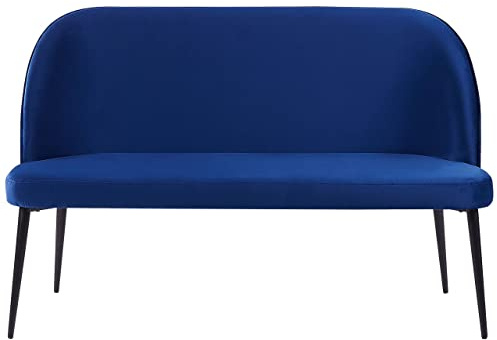 Modernes 2-Sitzer Küchensofa Samtstoff marineblau Metallbeine schwarz Osby