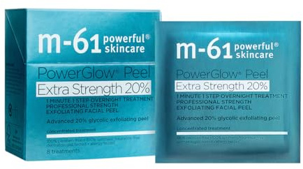 m-61 PowerGlow Peel Extra Strength 20% | Professional Strength Exfoliating Facial Peel With Advanced 20% Glycolic Acid - 8 Treatments