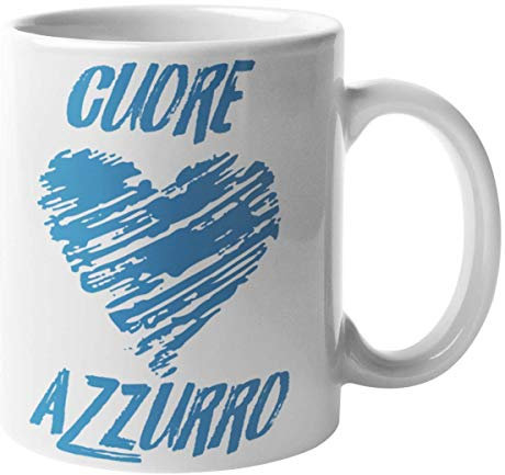 CHEMAGLIETTE! Tazza Stampata Divertente Idea Regalo Mug Tifosi Napoletani Con Stampa Cuore Azzurro
