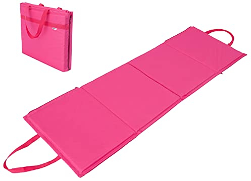 HOBBYGARDEN Matelas de plage pliable 2 en 1 - Chaise longue de plage - Matelas de jardin - Oreiller - Coussin de plage - Portable - Rose
