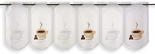 Clever-Kauf-24 Scheibengardine Kaffee Tasse Bistrogardine Höhe 30cm versch. Breiten (30x75cm)