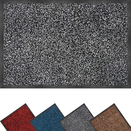 eXtreme Door Mat for Indoor and Outdoor | 80 x 120 cm Heavy Duty Dirt Trapper Mat for Home, Kitchen, and Office | Super Absorbent, Washable, and Non-Slip Vinyl Backed Floor Mat – Grey/Black