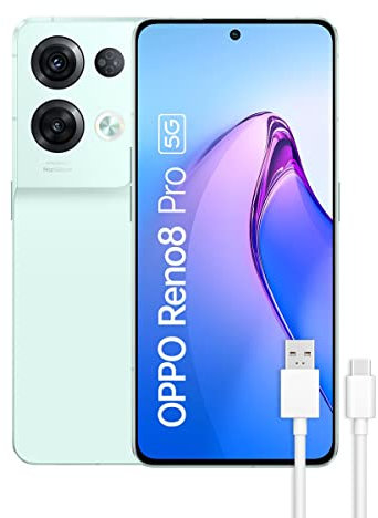 OPPO Reno8 Pro 5G - Telefono cellulare libero, 8 GB+256 GB, fotocamera 50+8+2+32 MP, smartphone Android, batteria 4500 mAh, ricarica rapida 80 W, Dual SIM - verde