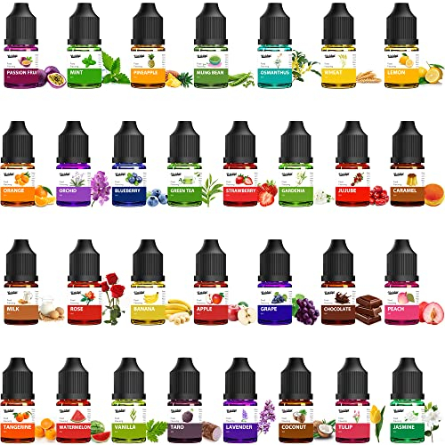 Lebensmittelaroma, Flavour Drops - 30 Flussig Konzentrierte Lebensmittelaromaöl für Backen, Kochen, Getränke - Wasser- und öllösliches Aromaöl Food Flavouring für Lippenbalsam und Seifenherstellung