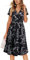 OUGES Women 2024 Summer Casual Dress V Neck Short Sleeve Ladies Spring Mothers Day Midi Dress(Floralz27-419,L)