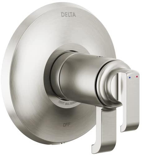 Delta Faucet Tetra 17T Series - Kit de moldura de válvula de ducha de níquel cepillado de doble función, mango de ducha, kit de moldura de ducha Delta Lumicoat inoxidable T17T089-SS-PR (válvula no