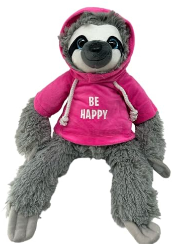 Soma Faultier Kuscheltier XXL 50 cm Plüschtier Anime Kawaii Plush Stofftier Cute Plushies Halloween Weihnachten Geschenke für Kinder (Grau 50cm Be Happy Pink)