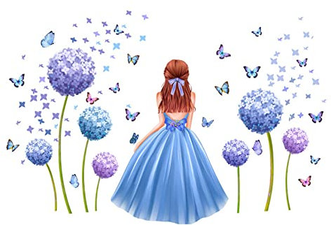 4PCS Mädchen Wandtattoo Aufkleber, Mädchen Inspirierendes Zitat Wall Sticker Blumen Schmetterling Ballerina Mädchen Löwenzahn Wandsticker für Schlafzimmer Kinderzimmer Hintergrund Wanddeko,30cmx60cm