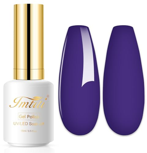 Imtiti Smalto Semipermanente Unghie Viola, 15ml Smalti Semipermanenti Per Unghie Viola Melanzana UV Led Soak Off Smalto Gel Unghie UV Naturale Gel Nail Polish Per Uso Professionale e Domestico