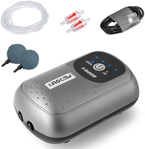 PYPABL Portable USB Aquarium Air Pump, Intelligent Battery Oxygen Pump, Whisper Aerator for up to 400L Fish Tank, Outdoor Fishing, Aquatic Transport, Aquatic Market (2 Outlets)