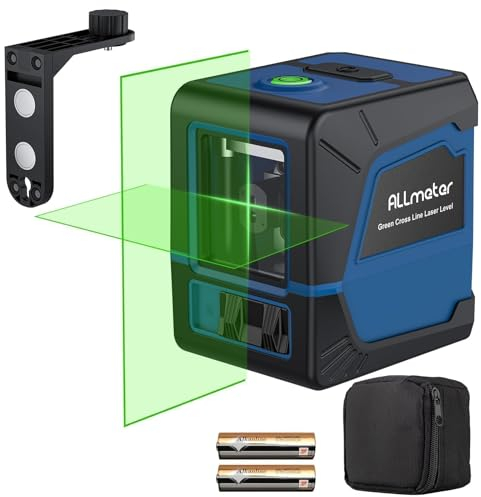ALLmeter Livella Laser Autolivellante, Livella Laser a Raggio Verde con Base Magnetica, ±3° Livellamento Automatico, IP54 Antipolvere, Laser Orizzontale e Verticale a Linee per Decorazione Domestica