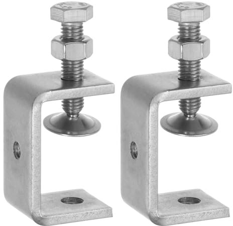 sourcing map 2Pcs Stainless Steel C Clamps 55mm Wide Jaw Opening Small Metal U Clamp for Woodworking Welding Building Household Mounting
