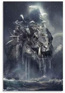 Poster Griechisch-nordische Mythologie, Götter, Jormungandr Rising Heimdekoration, Poster, Wandkunst, zum Aufhängen, dekoratives Gemälde, Poster, 60 x 90 cm
