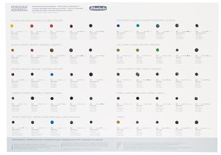 Schmincke - Horadam Aquarell Dotcard with 50 Shades - 14 999 050, for Testing All 50 Horadam Aquarell Supergran Shades